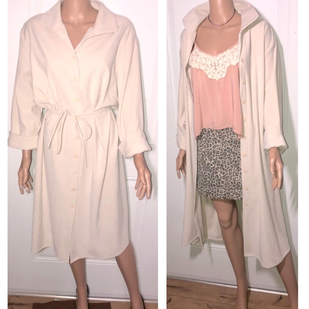 Selene Sport Vintage Ivory Button down long sleeve dress NWT 2X